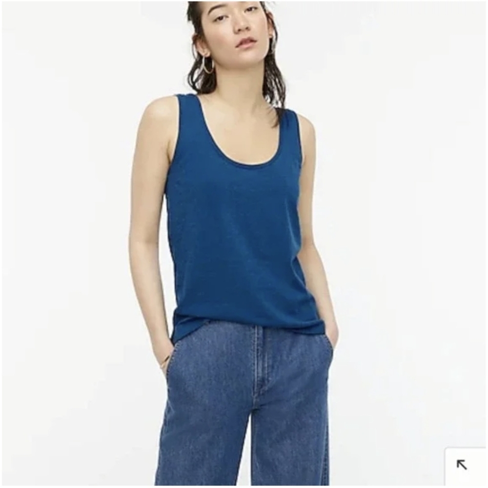 J.Crew Women's Vintage Cotton Scoopneck Vibrant Cobalt Blue Tank Top Size XXS